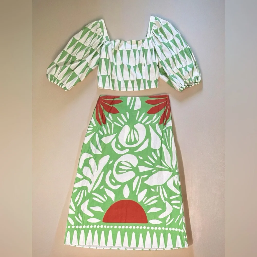 🆕 Maison d ‘ Amélie 2pc Aline Woman’s Shirt With Matching Crop Shirt - Picture 1 of 5